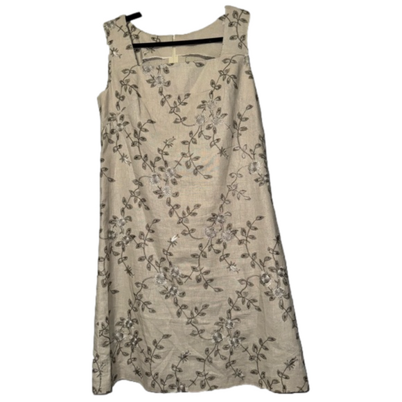 Handmade Floral Embroidered Stitched Sleeveless Dress, Size Large - Picture 1 of 5